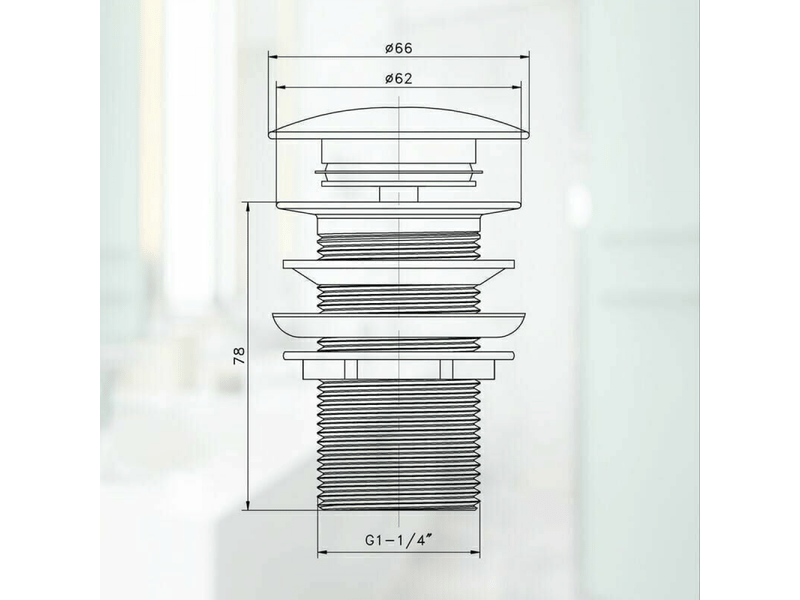  Bonde de lavabo pop-up sans trop-plein en laiton chromé g 1-14, équipée d'un système d'ouverture et de fermeture facile à bouton-poussoir  - Conforama D