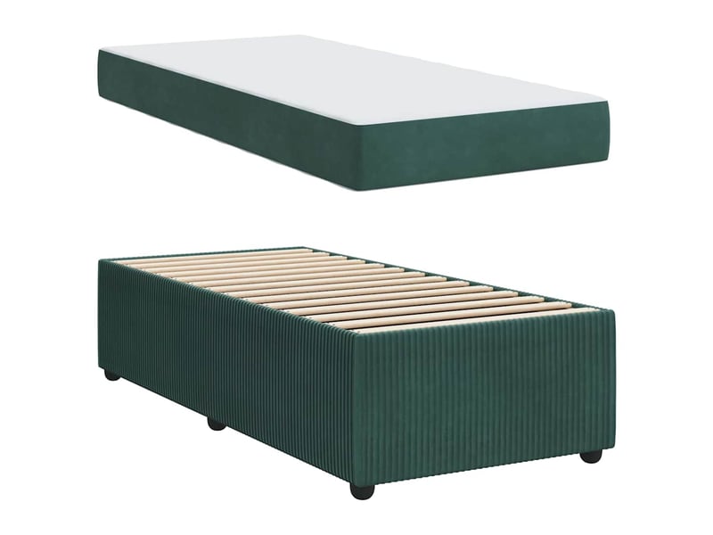 Lit simple- lit adulte - cadre de lit vert foncé 100 x 200 cm tissu - Conforama C