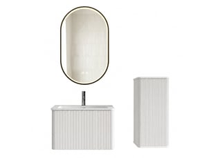 Ensemble meuble vasque suspendu 60 cm avec miroir led ovale