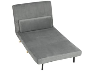 Fauteuil convertible 1 place en velours côtelé gris foncé 90x190 cm
