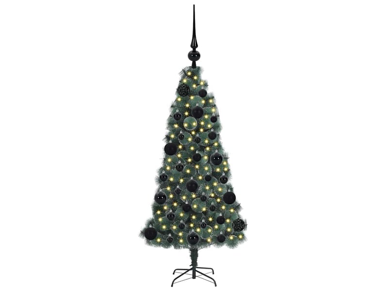 Sapin de noël - arbre de noël artificiel pré-éclairé avec set de boules vert - Conforama C