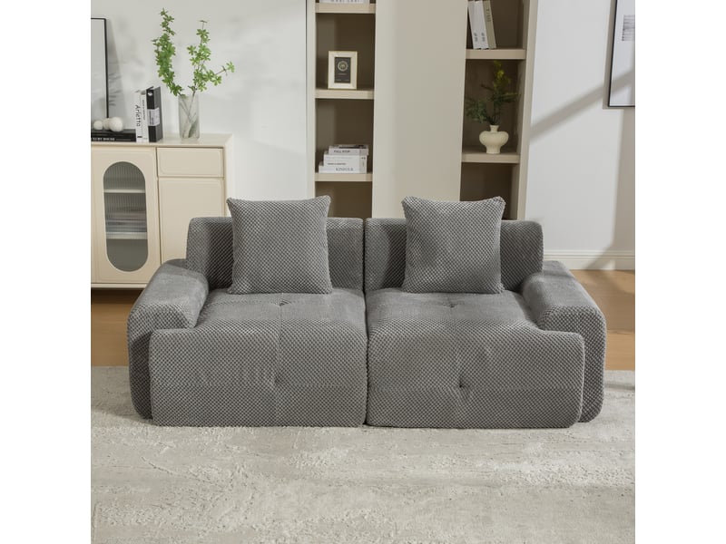  Canapé modulable 3 places en chenille gris, 190 x 89 x 75 cm, sans montage, livré compressé, base antidérapante, coussins inclus, pour le salon CARDUME ESTIVAL - Conforama D