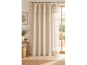 Rideau ajustable + 8 anneaux pince 140 x 270 cm polyester effet lin nia sable