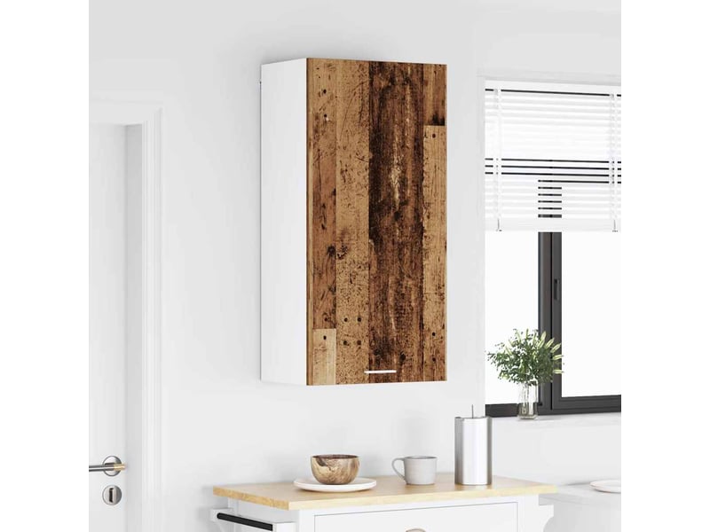  Meuble de rangement cuisine, armoire suspendue bois ancien et blanc 50x31x100cm  - Conforama D