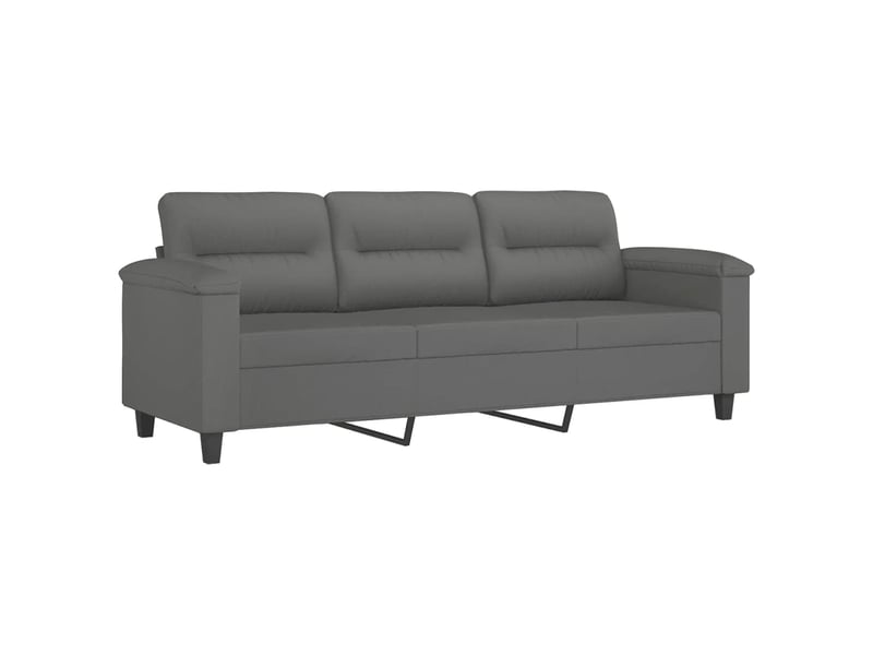  Canapé 3 places, canapé droit fixe avec oreillers gris foncé 180 cm  - Conforama D