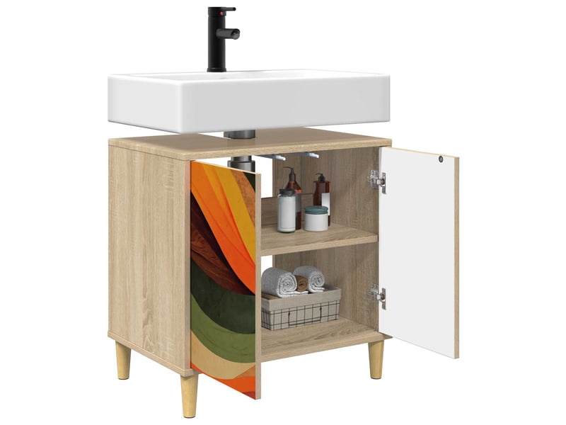  Armoire de salle de bain, meuble de rangement bonn sonoma 60x40x60 cm  - Conforama C