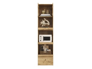 Armoire de cuisine micro-ondes 50x45x200 cm - 2 portes - 3 paniers coulissants - 1 tiroir - mdf - bois naturel