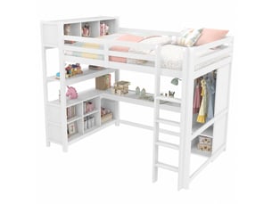 Lit mezzanine 140x200 cm <strong>HAVRYA</strong>  <strong></strong> coloris blanc