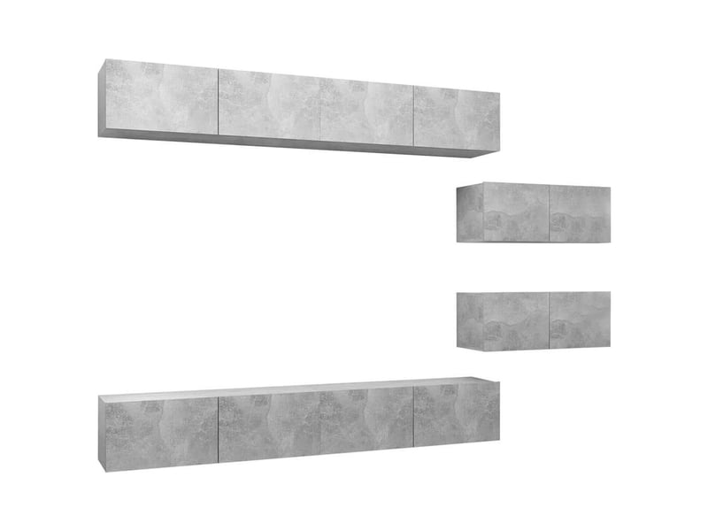  Ensemble de meubles tv - banc tv - meuble de rangement 6 pcs gris béton bois d'ingénierie  - Conforama A
