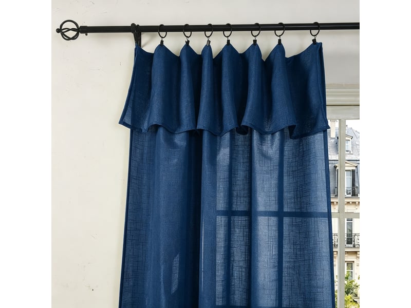  Rideau ajustable 140 x 270 cm + 8 anneaux pinces effet lin evasion bleu nuit CP-EVASION-BLEUNUIT - Conforama B