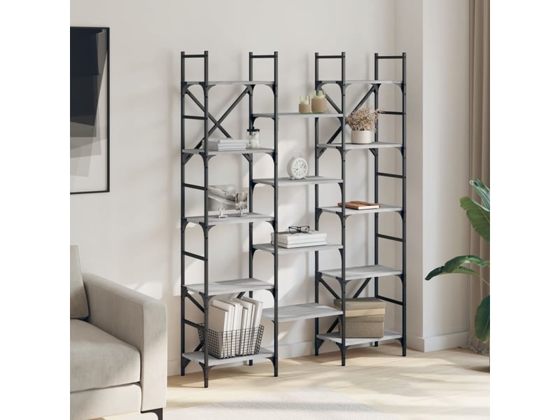  Bibliothèque, meuble de rangement salon sonoma gris 127,5x28,5x172,5 cm bois d'ingénierie  - Conforama C