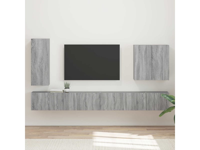 Ensemble de meuble tv - banc tv - meuble de rangement mural 6 pcs gris sonoma  - Conforama B