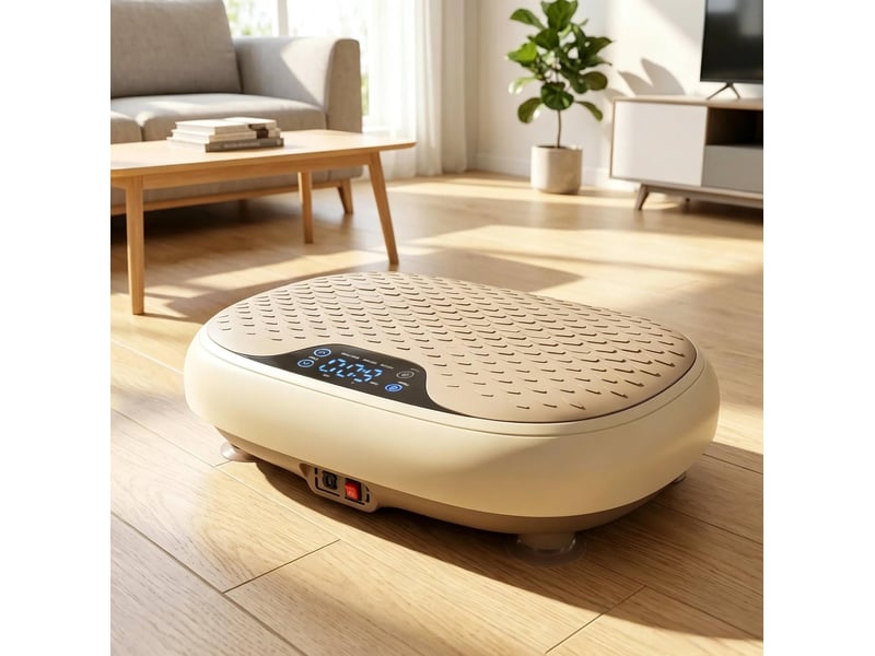  Plateforme vibrante 46 x 33 x 13,5 cm beige, 20 vitesses, 3 programmes, écran led et télécommande  - Conforama B