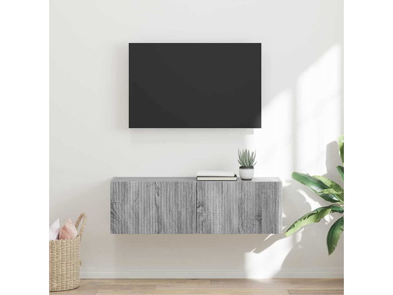  Meuble tv - banc tv - meuble de rangement mural 98 x 31 x 29,5 cm gris sonoma bois d'ingénierie  - Conforama B
