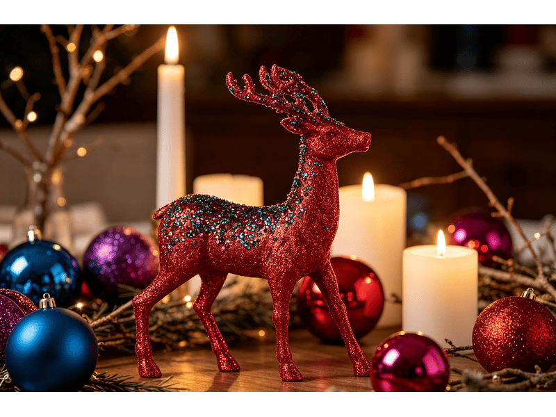  Renne de noël krist+ rouge bleu fuchsia 15 x 45 x 30 cm S3612017 - Conforama C
