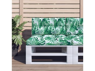 Lot de 2 coussins de palette, coussins de canapé motif de feuilles tissu cf59567