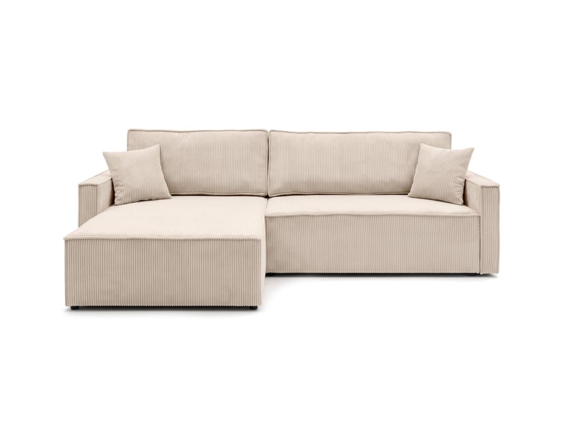  Farah - canapé d'angle max réversible et convertible 5 places accoudoirs slim en velours côtelé  - Conforama E