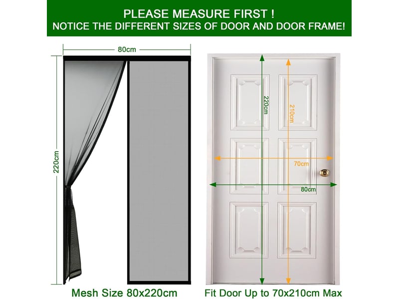  Moustiquaire porte magnétique 80x220cm fermeture automatique noir  - Conforama B