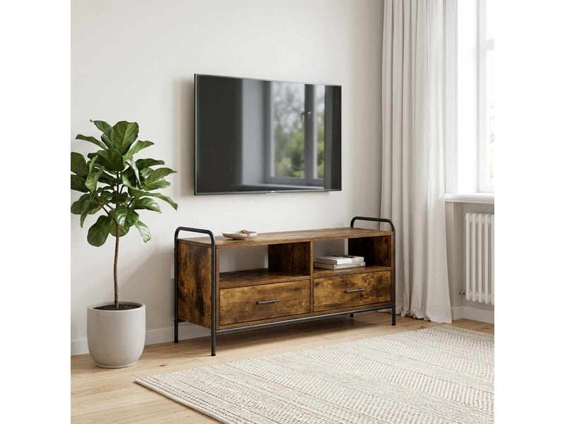  Meuble tv moderne, banc tv 67,5x33x50 cm chêne fumé bois d'ingénierie shl39073  - Conforama B