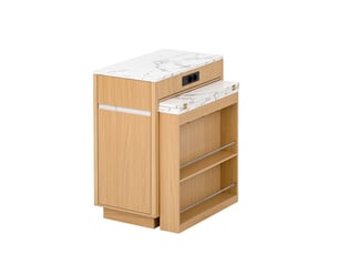 Îlot de cuisine mobile avec rallonge led, multiprise et crochets – buffetbar naturel