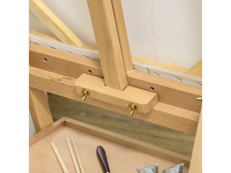  Chevalet d’artiste 115x35x12 cm hauteur réglable 1 tiroir bois naturel  - Conforama C
