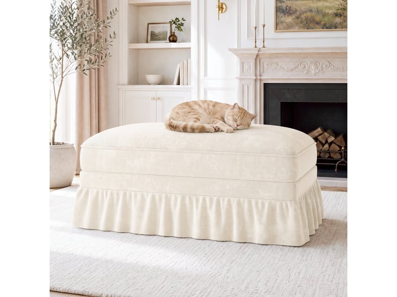  Tabouret windsor chenille - blanc SF20250034004 - Conforama B