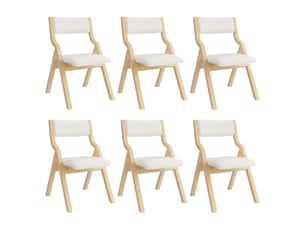 Chaise de salle à manger lot de 6 pliantes avec assise rembourrée  - structure en bois massif, lin - beige