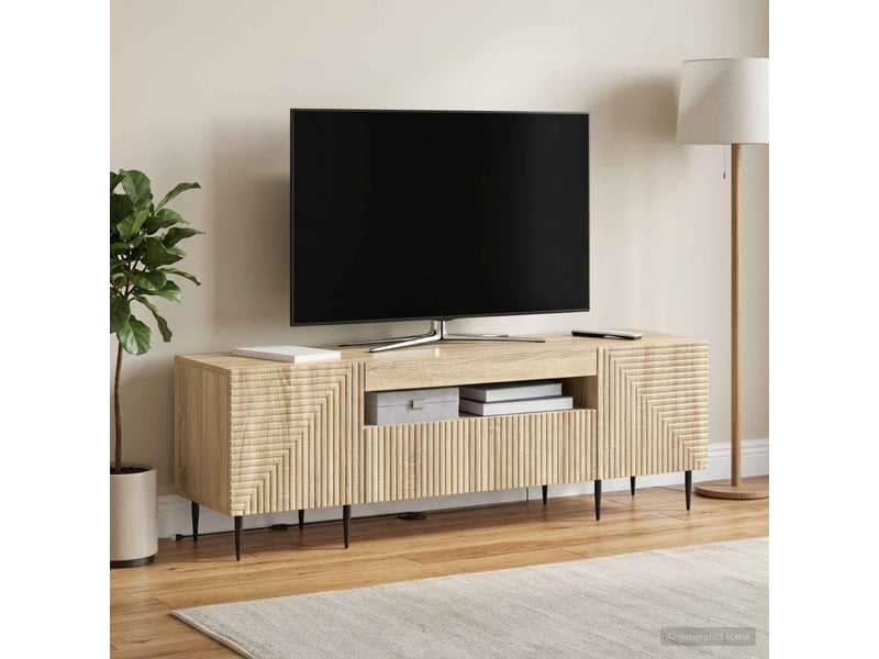 Meuble tv - banc tv - meuble de rangement led chêne sonoma bois d'ingénierie - Conforama D