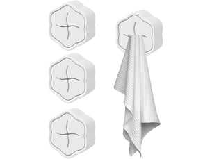 Lot de 4 porte-torchons de cuisine sans perçage, accroche-serviette mural en abs design élégant, rangement pratique pour salle de bain et placard, blanc