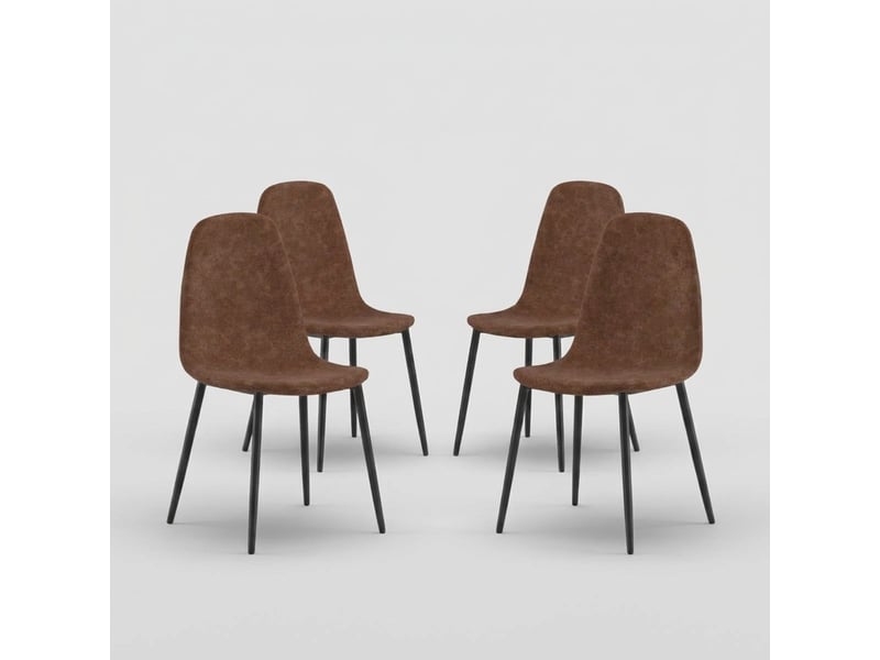  Lot de 4 chaises rembourrées en similicuir pour salon aurelia - marron  - Conforama A