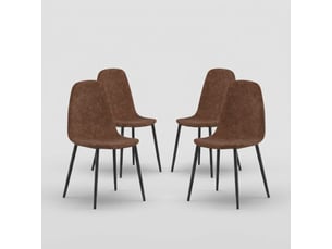 Lot de 4 chaises rembourrées en similicuir pour salon aurelia - marron