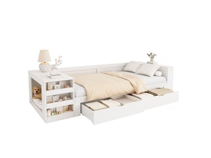 Lit avec rangement 90x200 cm BEAOK coloris blanc