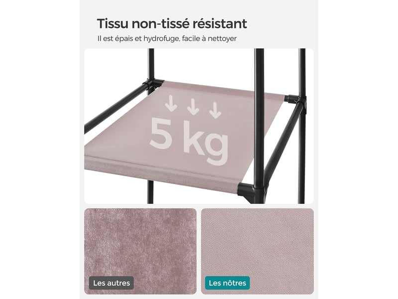 Armoire de rangement xxl penderie dressing en tissu non-tissé 175 x 150 x 45 cm rose 12_0004011  - Conforama E