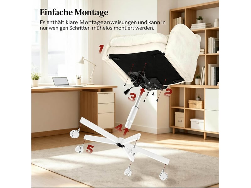  Fauteuil de bureau pivotant 68x71 cm – beige – hauteur réglable 49-57 cm, accoudoirs ajustables  - Conforama D