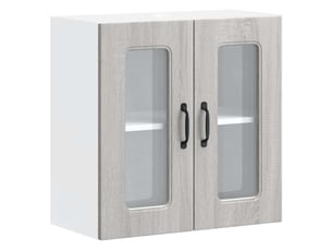 Armoire murale de cuisine avec porte vitrée kalmar bois d'ingénierie gris sonoma shl8679