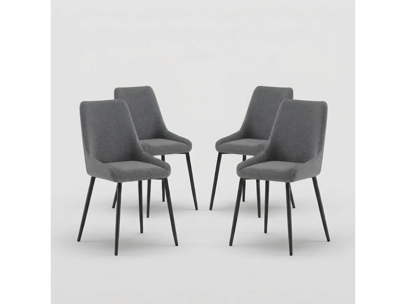  Lot de 4 chaises rembourrées en microfibre avec pieds en métal artemis - gris foncé  - Conforama A
