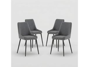 Lot de 4 chaises rembourrées en microfibre avec pieds en métal artemis - gris foncé