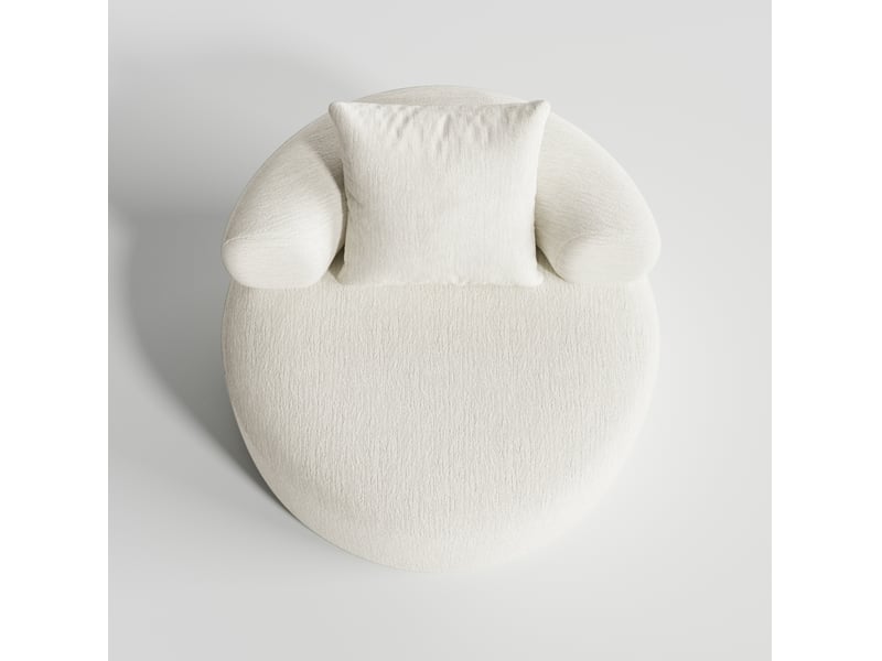  Fauteuil de relaxation rond en chenille beige 100 cm evryae  - Conforama A