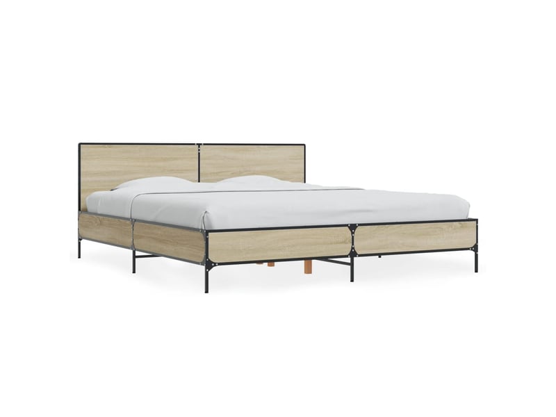  Lit double- lit adulte -  cadre de lit sans matelas chêne sonoma 200x200 cm  - Conforama A