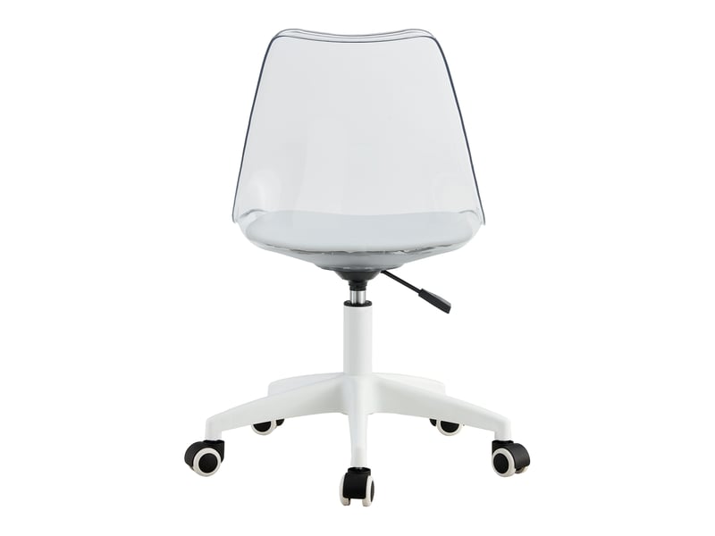Chaise de bureau pivotante, dossier transparent, assise pu, hauteur réglable, roulettes - Conforama A