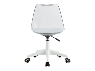 Chaise de bureau pivotante, dossier transparent, assise pu, hauteur réglable, roulettes