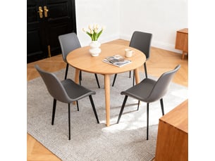 Chaises modernes de salle à manger en simili cuir gris, pieds acier carbone – lot de 4 – maisonrestoconférence