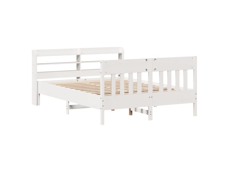  Lit double- lit adulte -  cadre de lit sans matelas blanc 150x200 cm bois de pin massif  - Conforama B