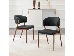 Chaise de salle à manger - lot de 2, moderne et rembourrée, cadre métal, dossier ergonomique, simili cuir