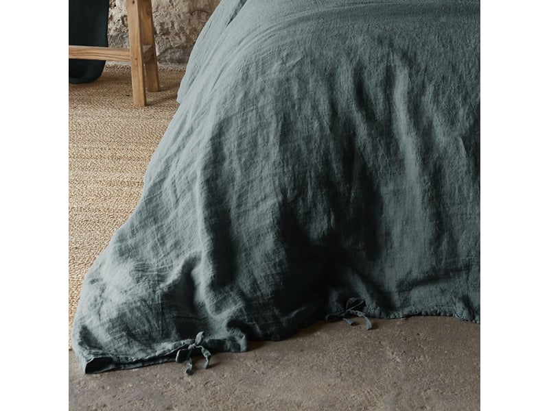  Housse de couette 140x200 cm lin rosalie ardoise PD24926 - Conforama C