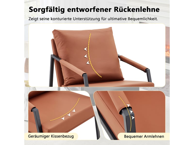 Fauteuil,67x67x80 cm,style industriel,similicuir et métal noir,marron - Conforama E