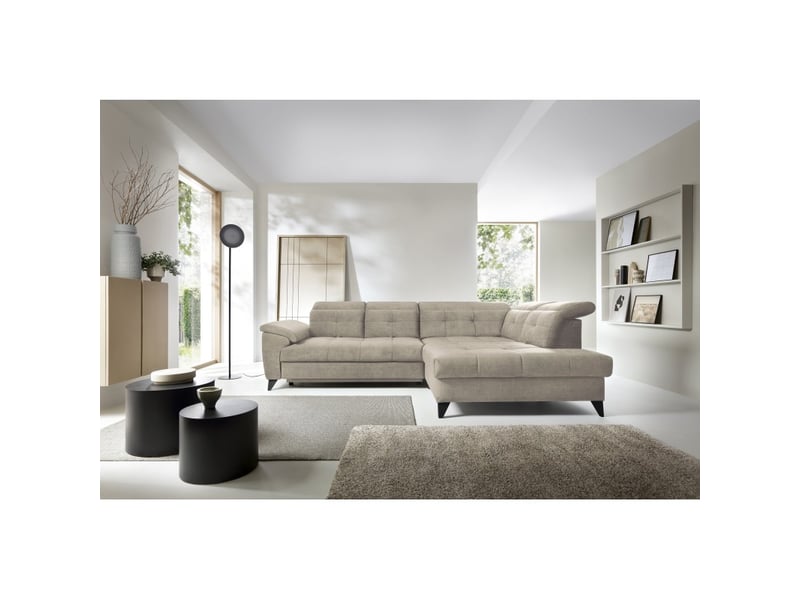  Canapé d'angle beige 5 places angle droit salon familial inferno  - Conforama E