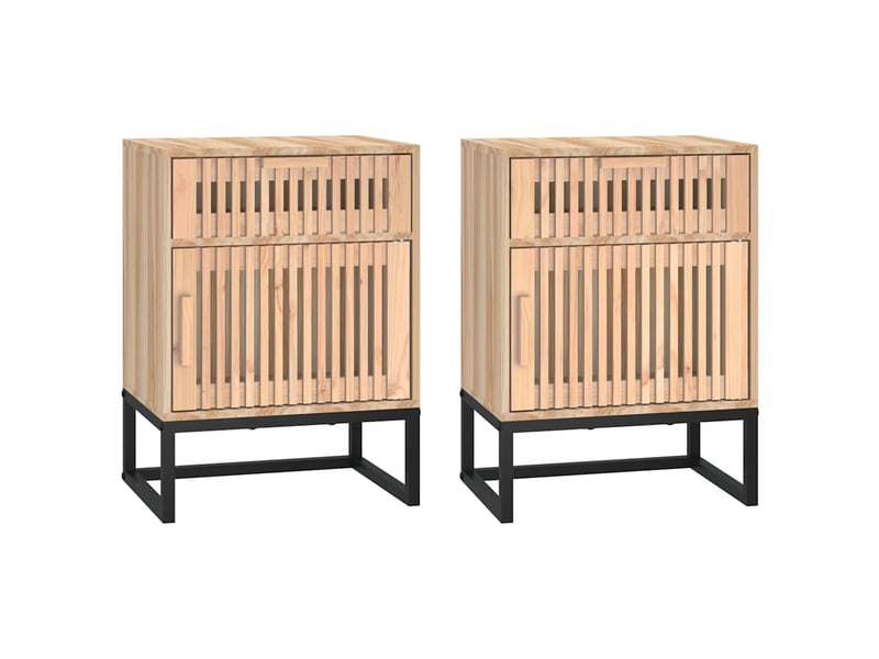  Lot de 2 tables de chevet - cabinet de chevet - table de nuit 40x30x55,5 cm bois ingénierie et fer  - Conforama A