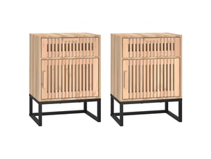 Lot de 2 tables de chevet - cabinet de chevet - table de nuit 40x30x55,5 cm bois ingénierie et fer