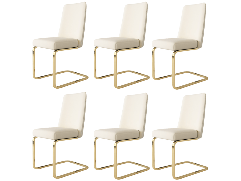  Lot de 6 chaises de salle à manger,avec pieds métal doré,velours,beige  - Conforama A